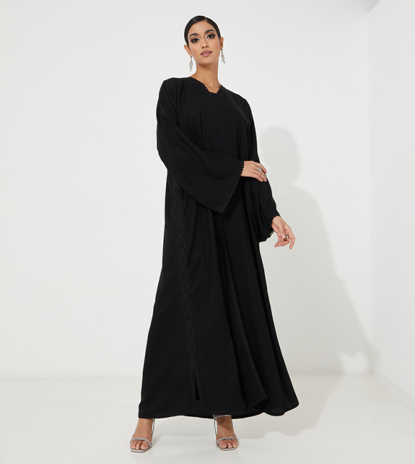 Stone Embellished Flared Abaya