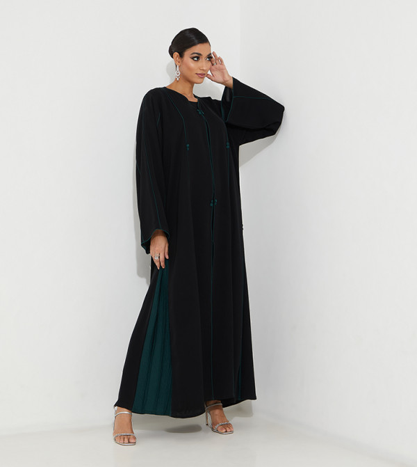 Color Block Casual Abaya with Piping