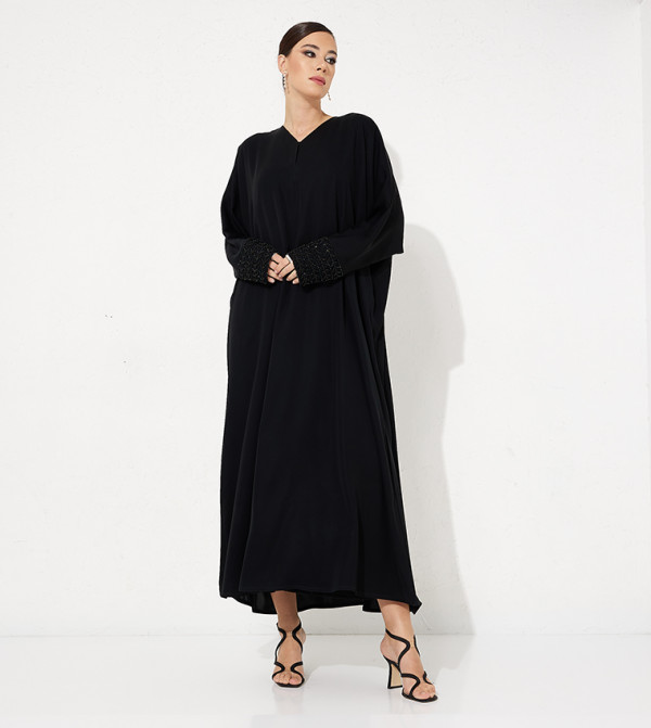 Embellished V-Neck Abaya