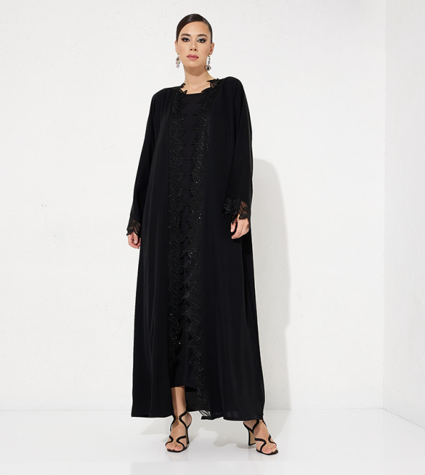 Lace Hem Long Sleeves Abaya