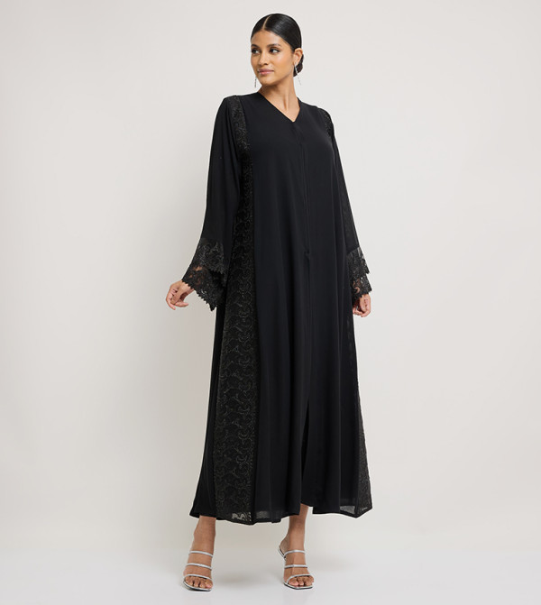 Stone Embellished Long Sleeves Abaya