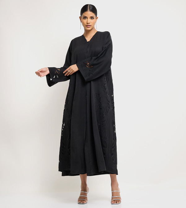 Stone Embellished Laser Cutting Abaya