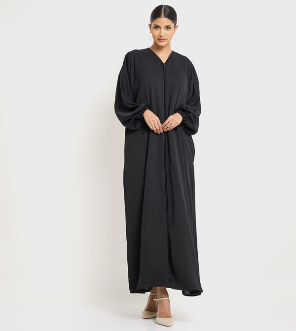 Textured Long Sleeves Flared Abaya