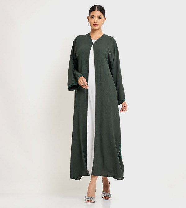 Stone Embellished Long Sleeves Abaya