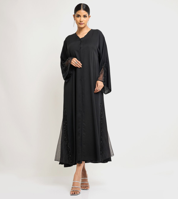 Hand Embellished Flared Abaya