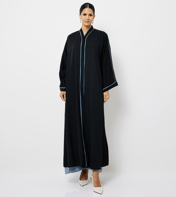 Contrast Piping Fringe Detail Abaya