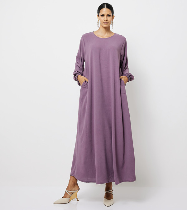 Solid Pocket Detail Abaya