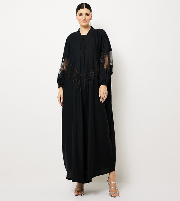 Embellished Lace Detail Abaya