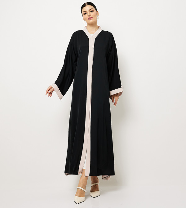 Contrast Detail Batwing Sleeves Abaya