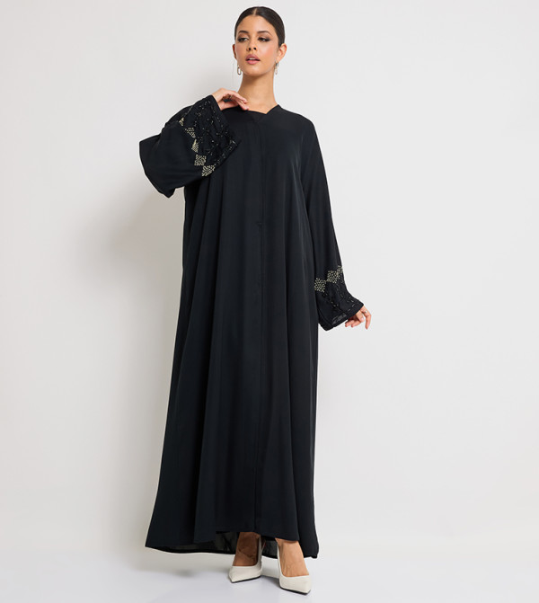 Stone Embellished Long Sleeves Abaya