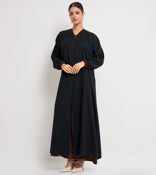 Stone Embellished Long Sleeves Abaya