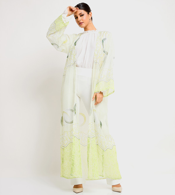 Printed Long Sleeves Open Abaya