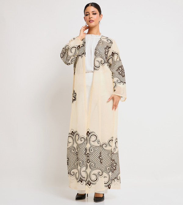 Printed Long Sleeves Open Abaya