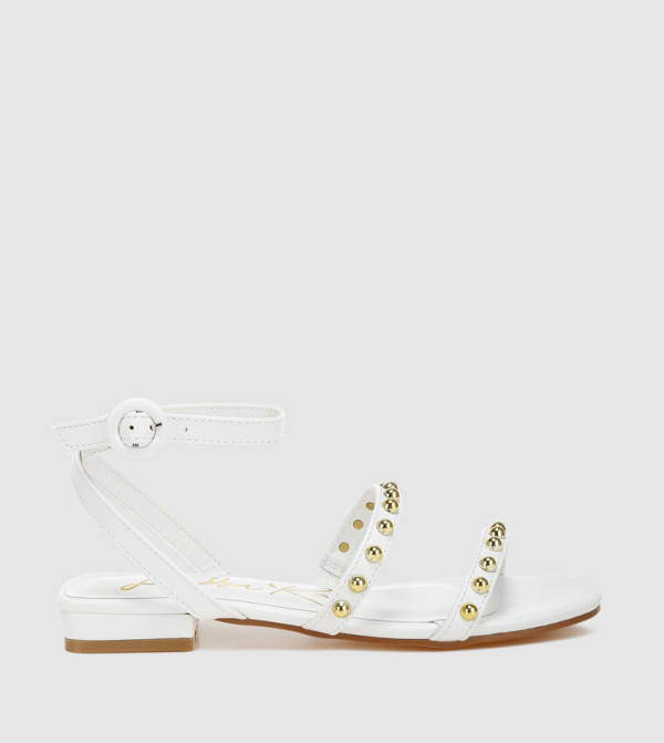 Embellished Ankle Strap Flat Sandals