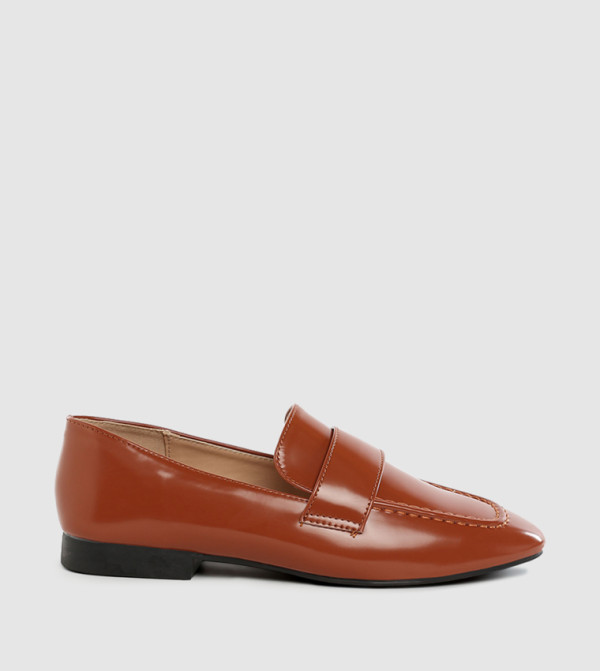 Solid Square Toe Loafers
