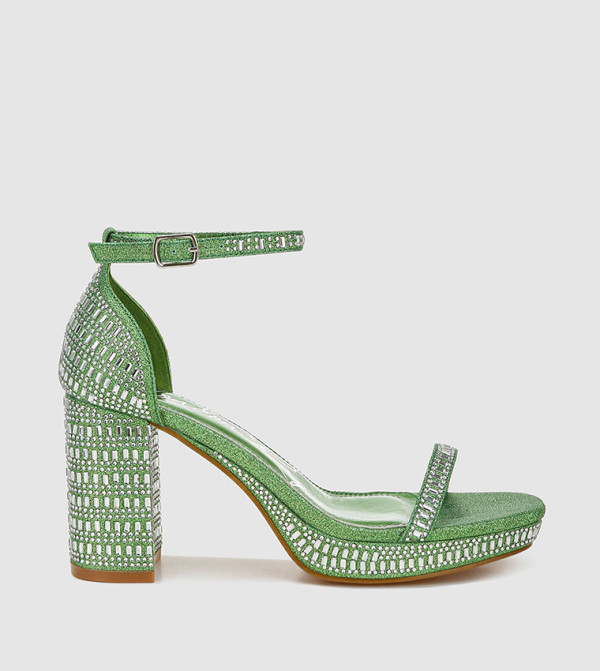 Rhinestones Embellished Platform Heel Sandals