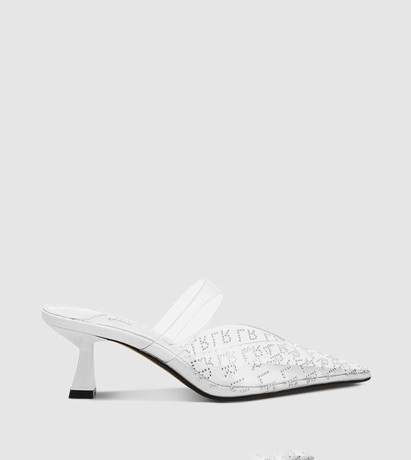 Embellished Pointed Toe Mule Pumps