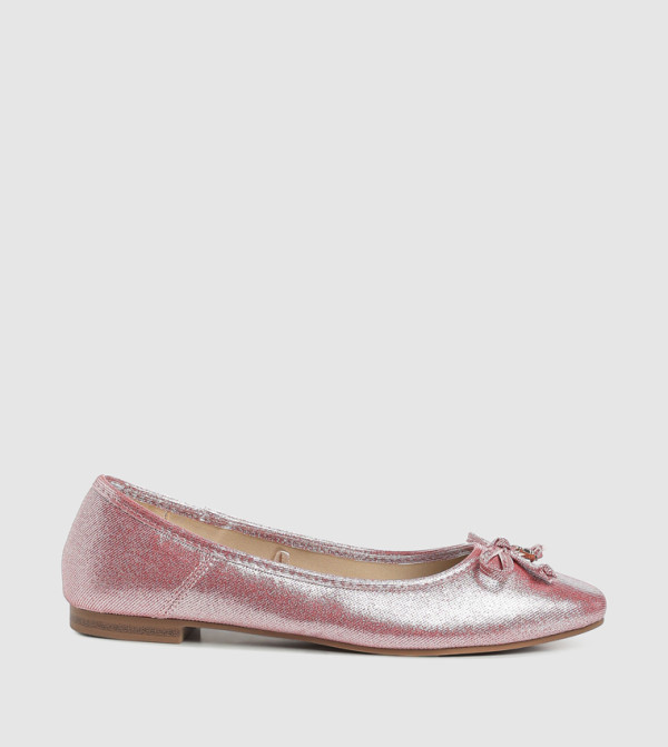 Metallic Bow Detail Ballerinas
