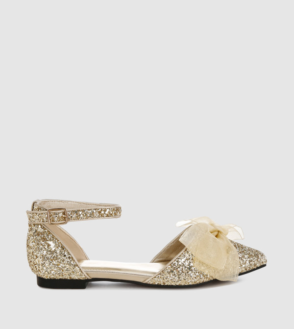 Sequined Bow Detail Flat Sandals