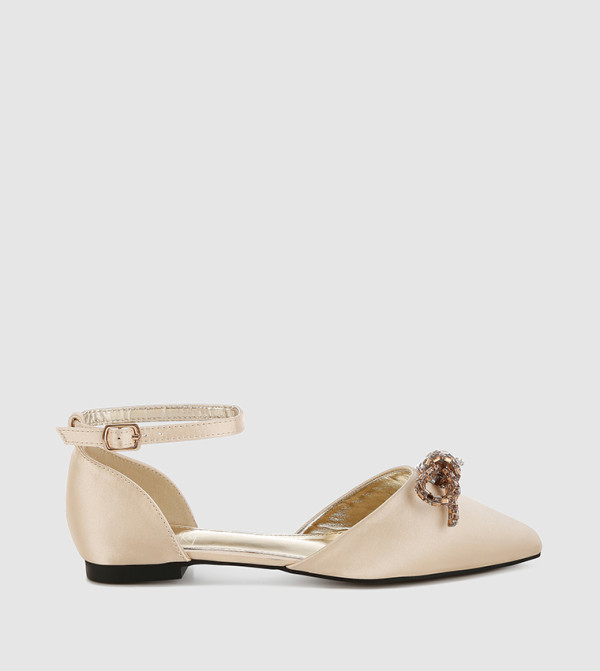 Embellished Bow Detail Flat Shoes