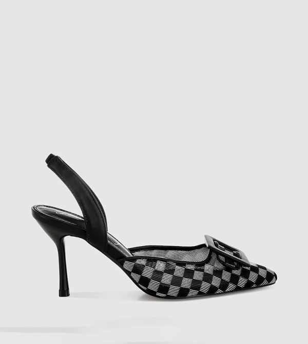 Checkered Mesh Stiletto Heel Pumps