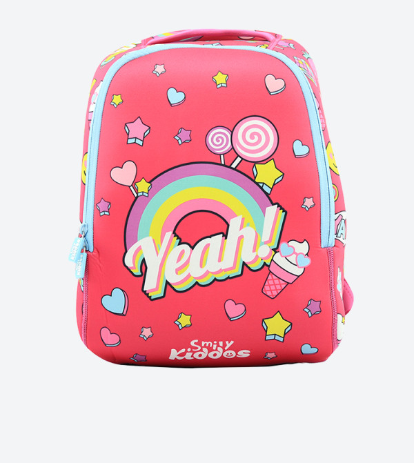 Rainbow Printed Zip Closure Junior Backpack - Pink