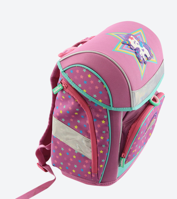 Smily Kiddos Star Printed Zip Pocket Fancy Backpack