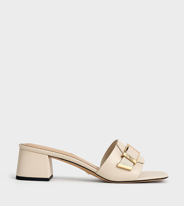 WHITNEY Leather Buckled Block Heel Sandals