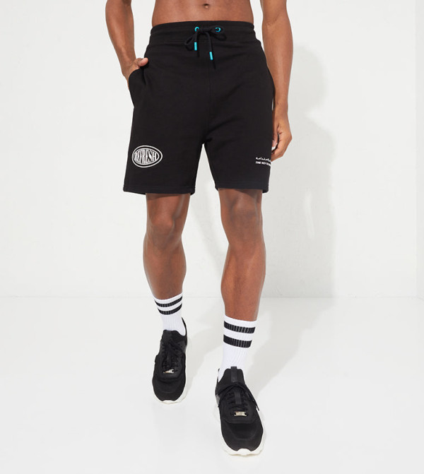 Graphic Print Drawstring Casual Shorts