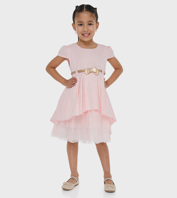 فستان سهرة جاكارد بطبقات تول