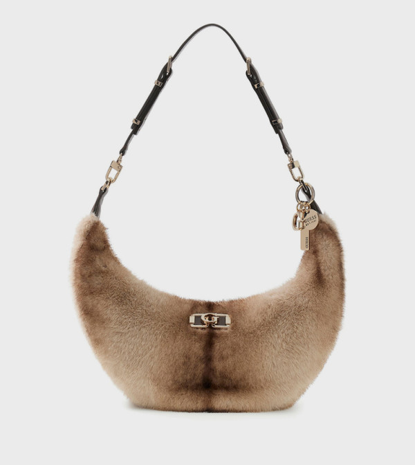 MAVIS Printed Furry Hobo Bag