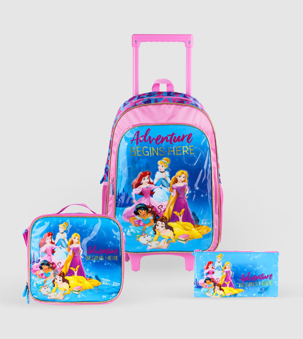 طقم شنطة ظهر بعجلات أميرة ديزني