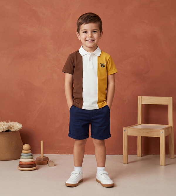 Color Block Short Sleeves Polo T-Shirt