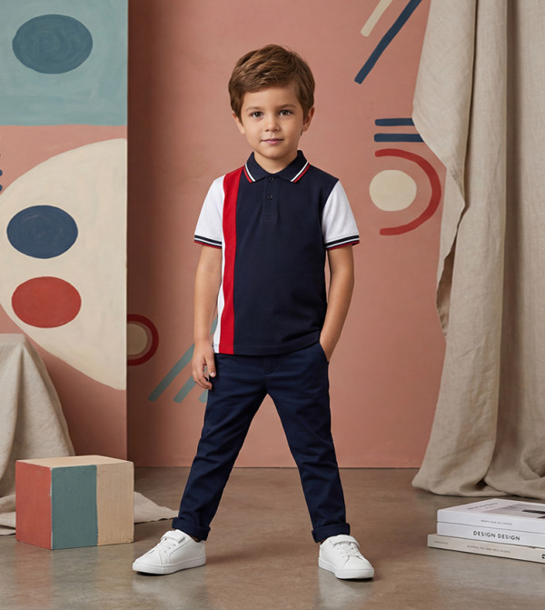 Color Block Short Sleeves Polo T-Shirt