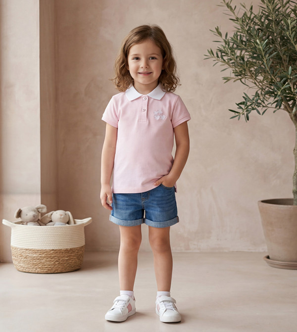 Embroidery Detail Short Sleeves Polo T-Shirt