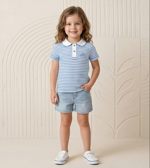 Striped Short Sleeves Polo T-Shirt