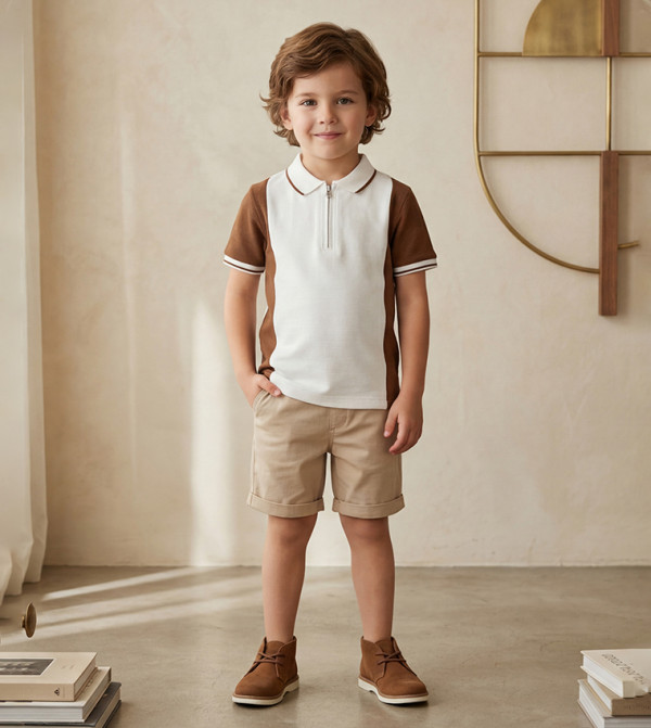 Color Block Short Sleeves Polo T-Shirt