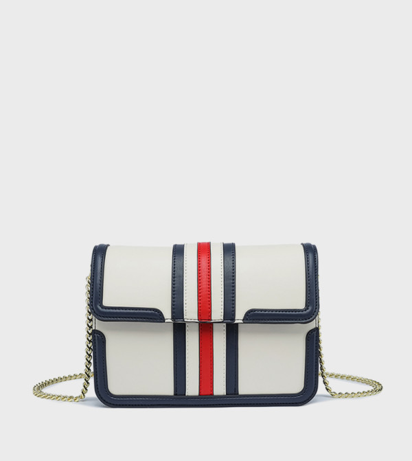 Contrast Detail Flap Crossbody Bag