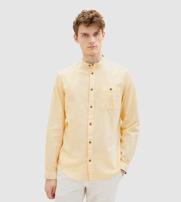 Stand-Up Collar Textured Shirt