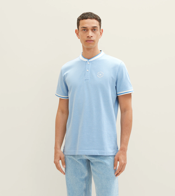 Logo Printed Stand-Up Collar T-Shirt