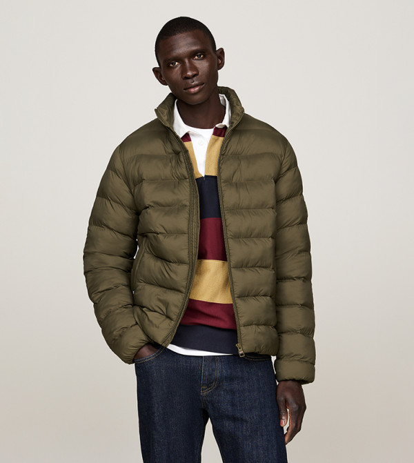 Solid High Neck Puffer Jacket
