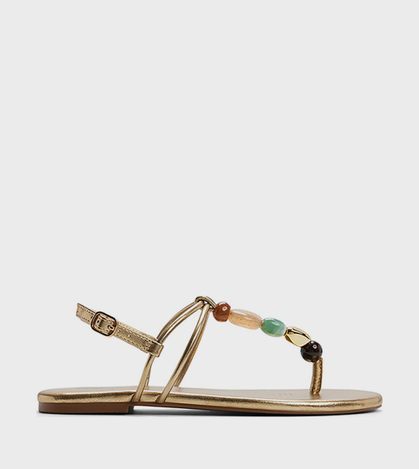 TOPAAZ Stone Detail Thong-Strap Flat Sandals