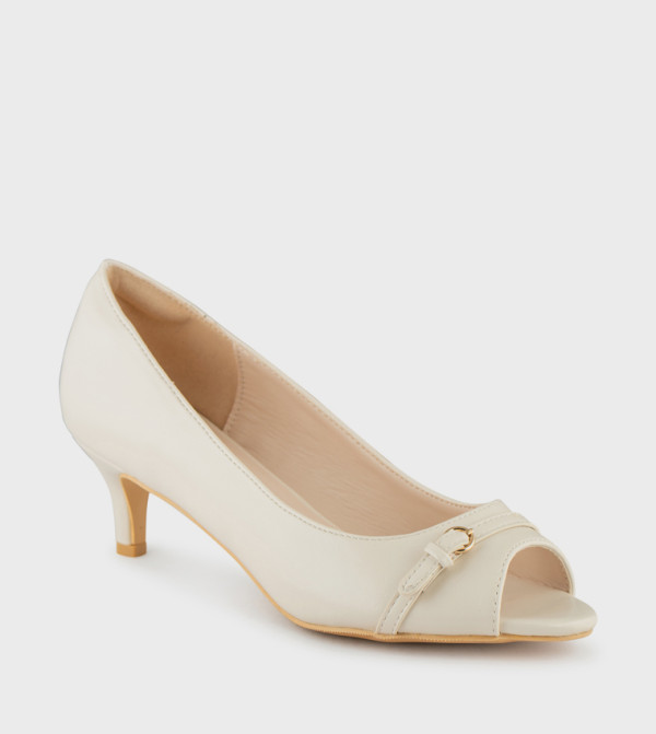 Buckle Detail Peep-Toe Pumps