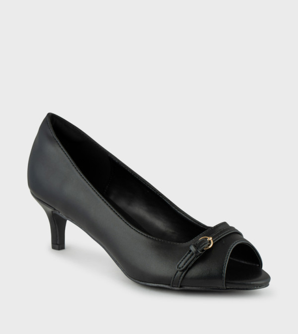Buckle Detail Peep-Toe Pumps