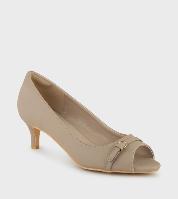 Buckle Detail Peep-Toe Pumps