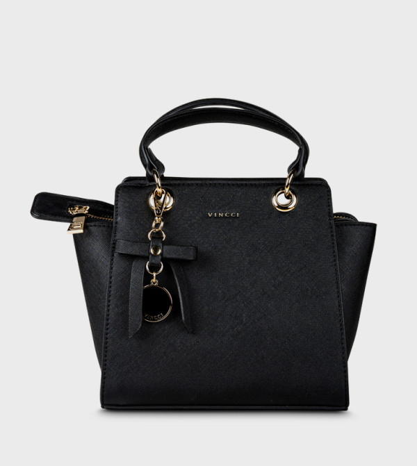 Textured Zip Closure Satchel Bag