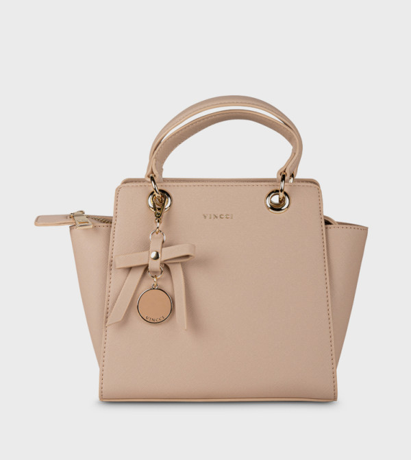 Textured Zip Closure Satchel Bag