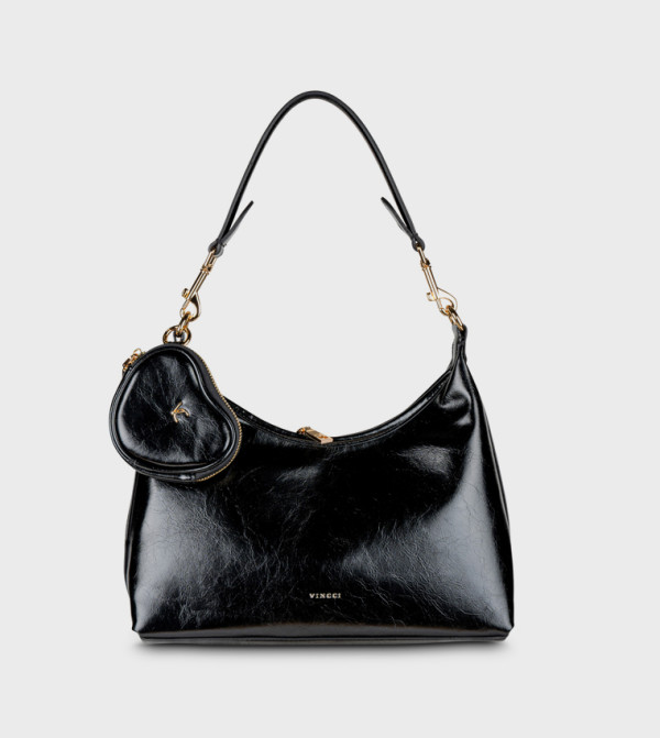Textured Zip Closure Shoulder Bag