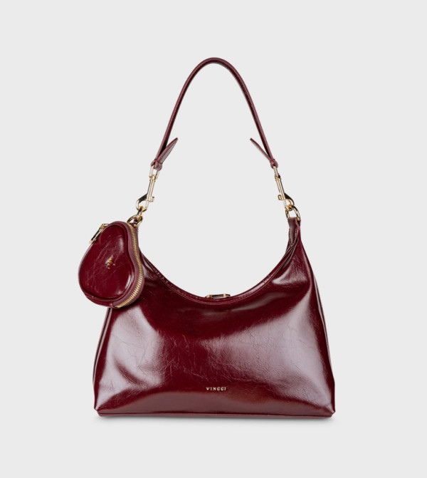 Textured Zip Closure Shoulder Bag