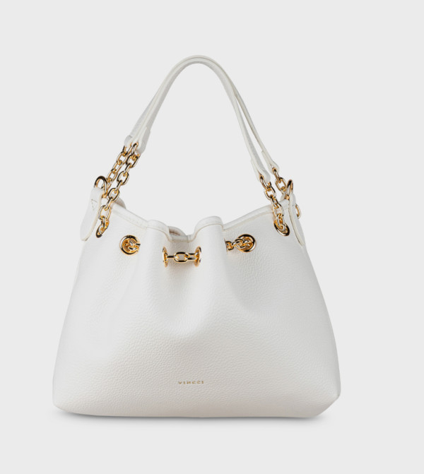 Textured Chain Detail Bucket Bag